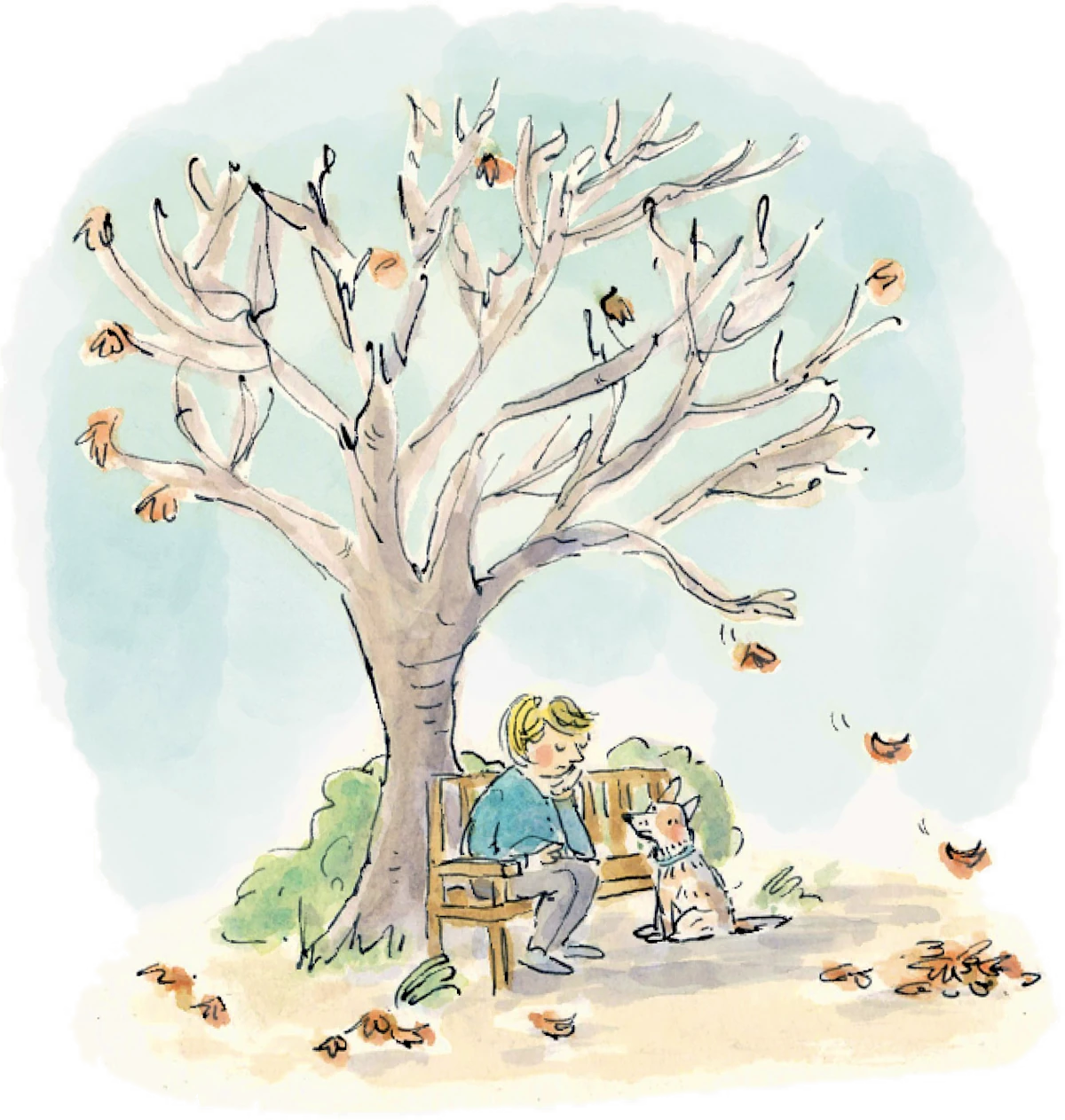 Illustration of a bare tree, symbolising emotional struggle or sadness